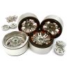 Billet Machined 1.9 D6 Spoke Wheels w/ 0 & +3 Adapters, Silver/Black - Traxxas TRX-4