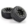 Fastrax Stinger banden op zwarte 8-spaaks velgen - 1/16 E-Revo, Summit, Savage XS