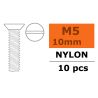 Verzonken schroef met zaaggleuf, M5X10, Nylon (5st)