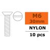 Verzonken schroef met zaaggleuf, M6X30, Nylon (5st)