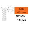 Verzonken schroef met zaaggleuf, M6X40, Nylon (5st)