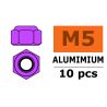 Zelfborgende zeskantmoer M5 "Paars", Aluminium (10st)