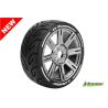 Louise GT-TARMAC - MFT Soft banden op black chrome spaakvelgen voor 1/8 buggy