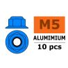 Zelfborgende zeskantmoer M5, met flens "Blauw", Aluminium (10st)