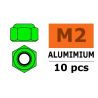 Zelfborgende zeskantmoer M2 "Groen", Aluminium (10st)