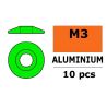 Aluminium Washer voor M3 Button Head Screws (BD: 15mm) - Groen - 10st