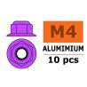 Zelfborgende zeskantmoer M4, met flens "Paars", Aluminium (10st)