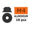 Zelfborgende zeskantmoer M4, met flens "Zwart", Aluminium (10st)