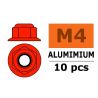Zelfborgende zeskantmoer M4, met flens "Rood", Aluminium (10st)