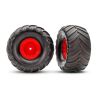 Traxxas - Tires & wheels, assembled, glued (red wheels), Terra Groove, (TRX-3663-RED)
