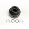 Clutch bell, (22-tooth)/ 5x8x0.5mm fiber washer (2)/ 5mm e-clip (requires #4611-ball bearings, 5x11x4mm (2))