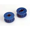 Pulleys, 15-groove (front/ rear) (blue-anodized, light-weight aluminum) (2)/flanges (2)