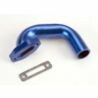 Exhaust header, perfect-fit for n. 4-tec, n. rustler/sport (blue-anodized, aluminum)/header gasket (for side exhaust engines only)