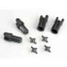 Driveshafts, telescopic (external-splined (2) & internal-splined (2))/ metal u-joints (4)