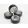 Tires, pro-trax directional on-road (medium compound with contoured inserts) (mounted and glued to part #4872 wheels) (2 left, 2 right)