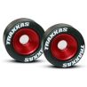 Wheels, aluminum (red-anodized) (2)/ 5x8mm ball bearings (4)/ axles (2)/ rubber tires (2)
