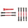 Turnbuckles, aluminum (red-anodized), camber links, 58mm (4)/ front toe links, 61mm (2)/  aluminum 5mm wrench (red-anodized) (TRX-5539X)