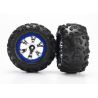 Tires and wheels, assembled, glued (geode chrome, blue beadlock style wheels, canyon at tires, foam inserts) (1 left, 1 right)