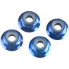 Nuts, aluminum, flanged, serrated (4mm) (blue-anodized) (4)