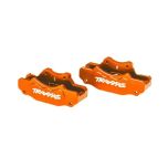 Traxxas - Brake calipers, front (left & right) (orange-anodized 6061-T6 aluminum)/ 3x10mm CS (with threadlock) (4)/ 2.5x8mm BCS (with threadlock) (4) (TRX-10951-ORNG)