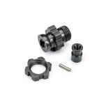 Traxxas - Wheel hub, splined, 17mm, short (gray-anodized) (1)/ wheel nut, splined, 17mm (gray-anodized) (1)/ hub retainer, M4 X 0.7 (1)/ axle pin (1)  (TRX-9087-GRAY)