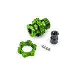 Traxxas - Wheel hub, splined, 17mm, short (green-anodized) (1)/ wheel nut, splined, 17mm (green-anodized) (1)/ hub retainer, M4 X 0.7 (1)/ axle pin (1) (TRX-9087-GRN)