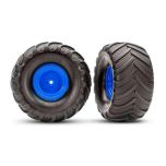 Traxxas - Tires & wheels, assembled, glued (blue wheels), Terra Groove, (TRX-3663-BLUE)
