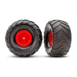 Traxxas - Tires & wheels, assembled, glued (red wheels), Terra Groove, (TRX-3663-RED)