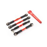 Turnbuckles, aluminum (red-anodized), camber links, front, 39mm (2), rear, 49mm (2) (assembled w/ rod ends & hollow balls)/wrench