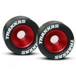 Wheels, aluminum (red-anodized) (2)/ 5x8mm ball bearings (4)/ axles (2)/ rubber tires (2)