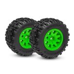 Traxxas - Tires & wheels, assembled (Green wheels, dual profile (2.1" outer, 2.6" inner), Sledgehammer tires, foam inserts)) (rear) (2) (TRX-10770-GRN)