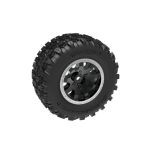 Traxxas - Tires & wheels, assembled (Black with satin beadlock wheels, dual profile (2.1" outer, 2.6" inner), Sledgehammer tires, foam inserts)) (rear) (2) (TRX-10770-STBLK)