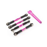 Traxxas Turnbuckles, aluminum (pink-anodized), camber links, front, 39mm (2), rear, 49mm (2) (assembled w/ rod ends & hollow balls)/wrench (TRX-3741P)