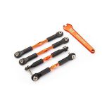 Traxxas Turnbuckles, aluminum (orange-anodized), camber links, front, 39mm (2), rear, 49mm (2) (assembled w/ rod ends & hollow balls)/wrench (TRX-3741T)