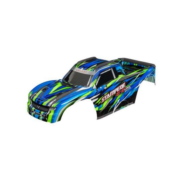 Traxxas Body Stampede 4X4 VXL green painted decals applied clipless TRX 9014 GRN Kopen TopRC