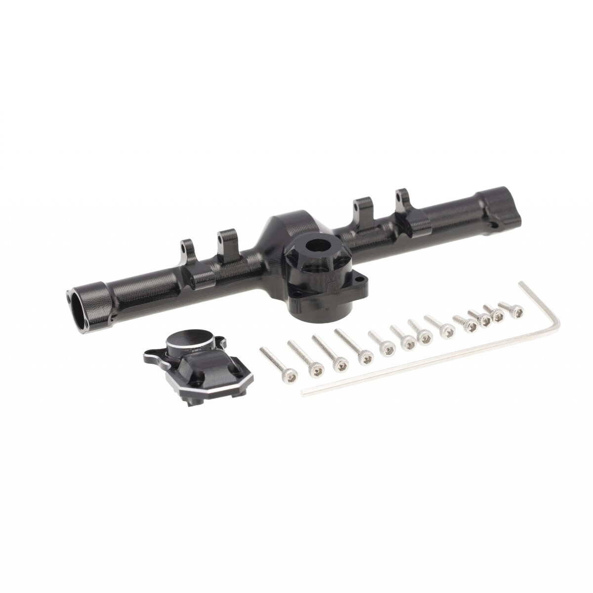 Axial SCX24 Aluminium Alloy Rear Axlehousing Black with cover afbeelding