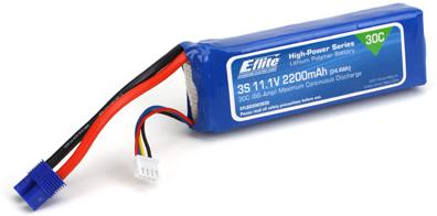 E-Flite Lipo 30c 11,1 volt 2200mah met EC3 stekker