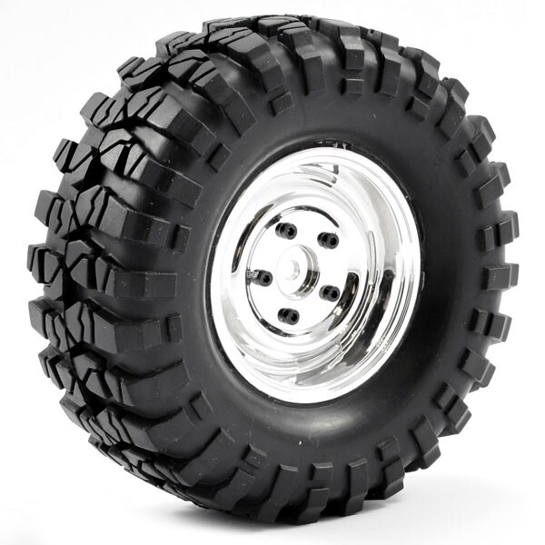 Pre-Mounted Steel Lug/Tyre (2) - Chrome (FTX8172C) afbeelding