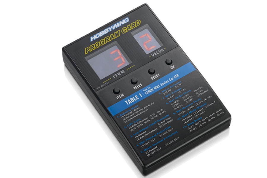 Hobbywing programmeerkaart (Xerun, Stock, EZRun, Quicrun) afbeelding
