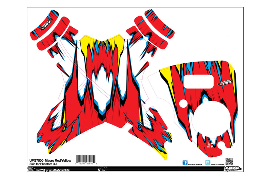 Upgrade DJI Phantom 1 & 2 stickerset - Rood/Geel Upgrade DJI Phantom 1 & 2 stickerset - Rood/Geel