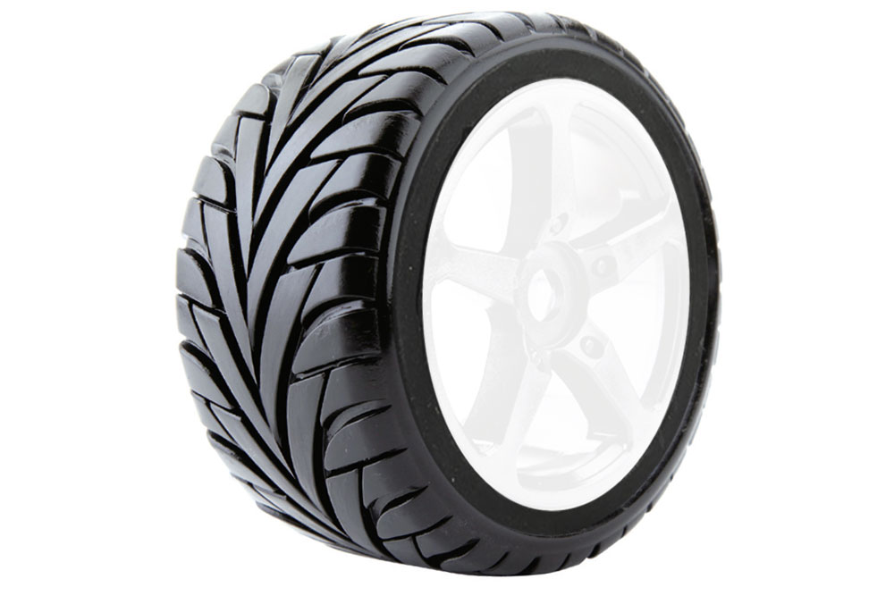 Fastrax Eagle banden op witte velgen (0 offset) - 1/8 Truggy