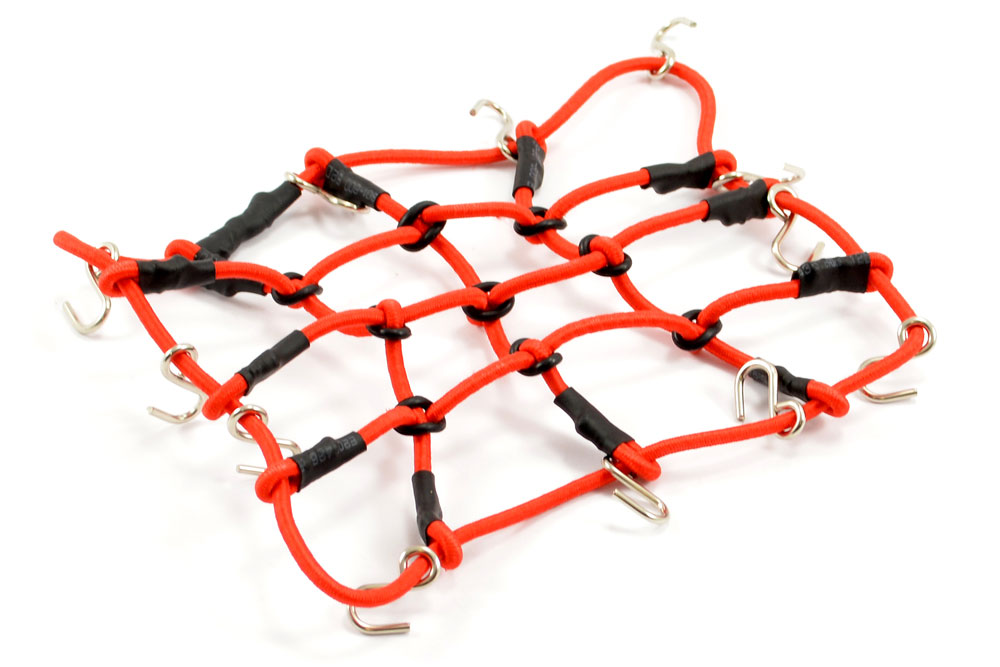 Luggage Net w/Hooks L130mm / W110mm (Unstretched) - Rood