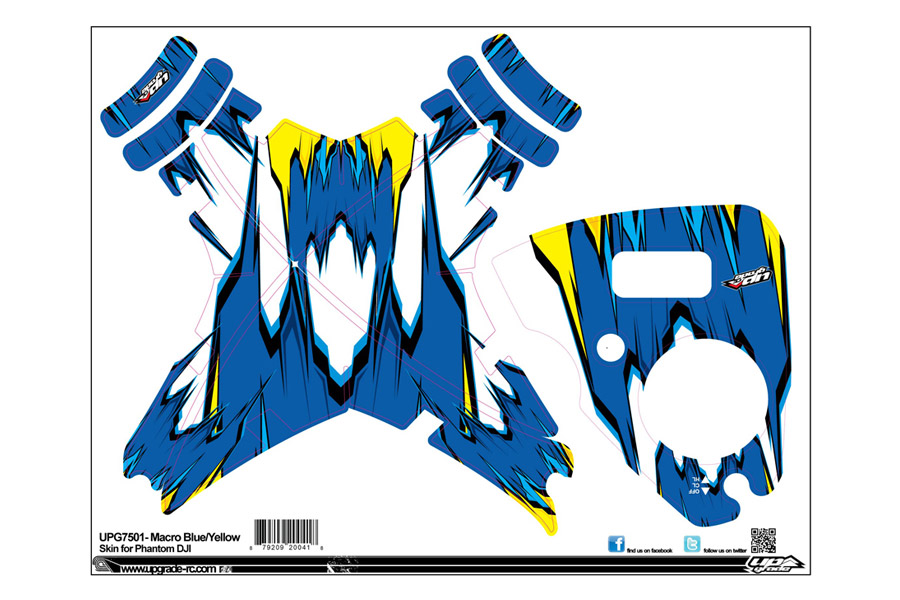 Upgrade DJI Phantom 1 & 2 stickerset - Blauw/Geel
