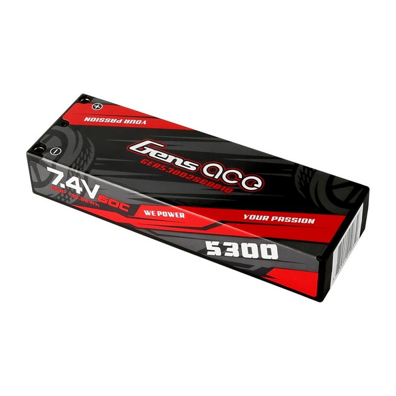 GensAce Car Lipo 60C 7,4 volt 5300mah met Dean Stekker