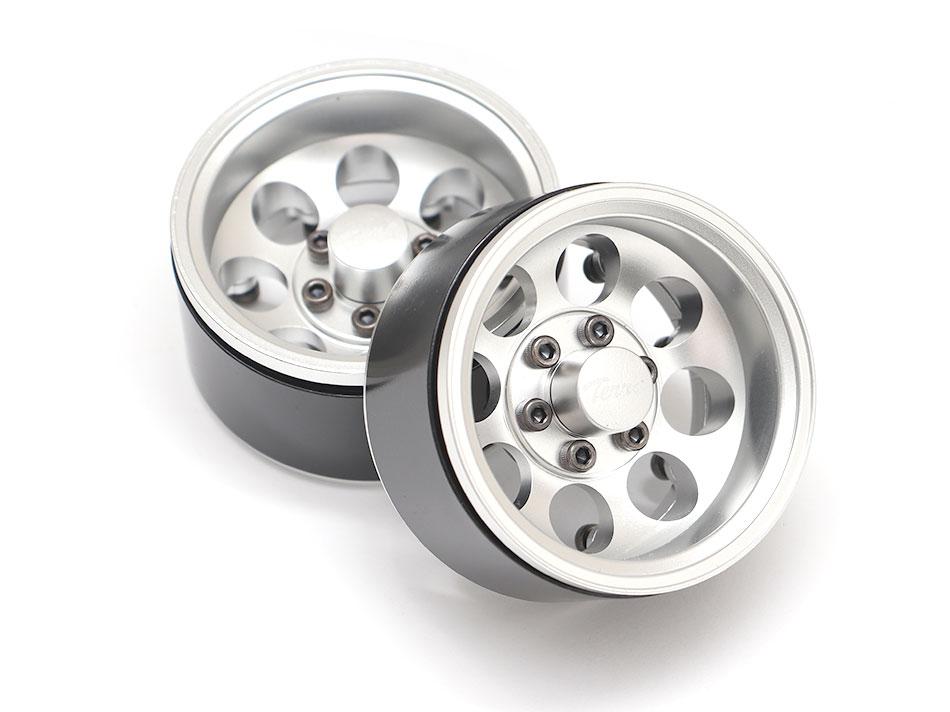 Boom Racing Terra 1.9 Silver, Aluminum Beadlock Wheels w/ XT601 Hubs (2)