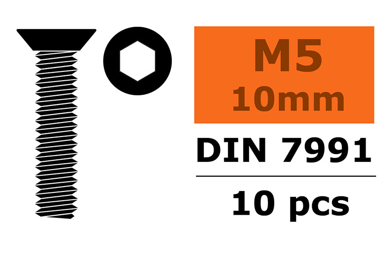 Verzonken schroef met binnenzeskant, M5X10, Staal (10st)