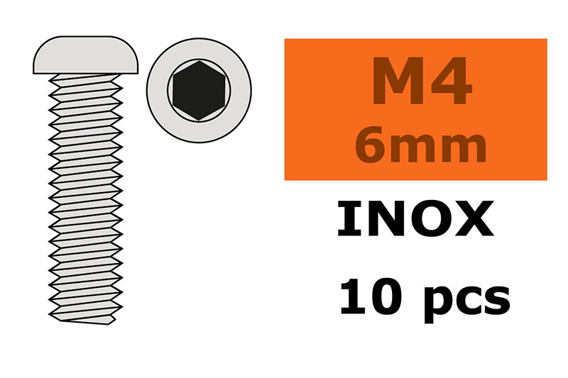 Laagbolkopschroef met binnenzeskant, M4X6, Inox (10st) afbeelding