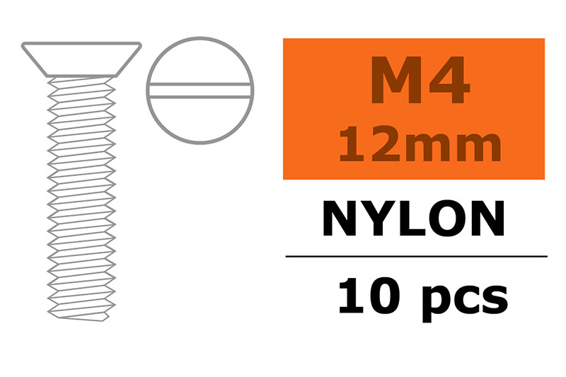 Verzonken schroef met zaaggleuf, M4X12, Nylon (5st) afbeelding