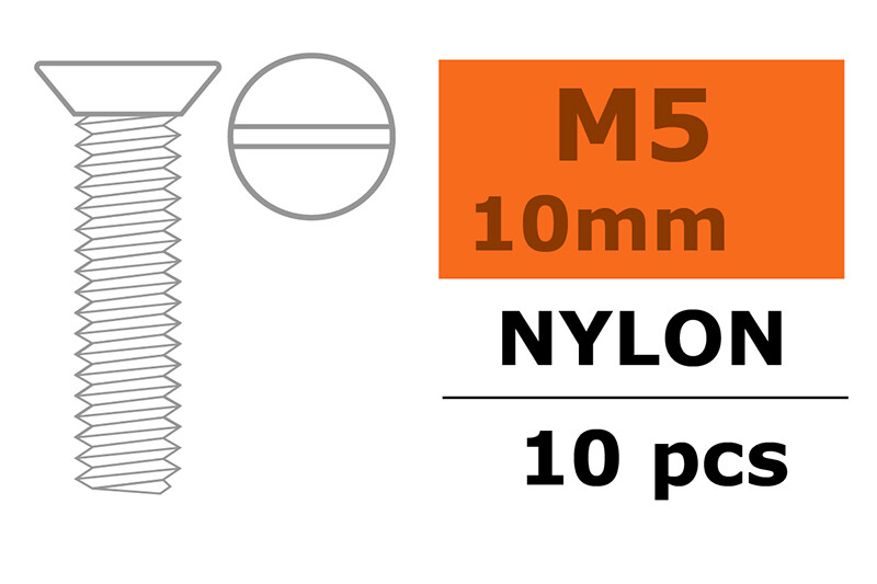 Verzonken schroef met zaaggleuf, M5X10, Nylon (5st) afbeelding