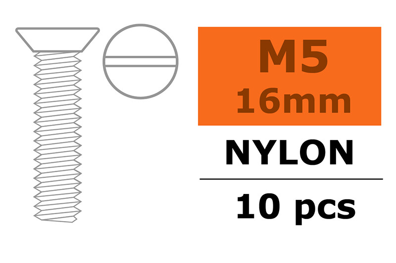 Verzonken schroef met zaaggleuf, M5X16, Nylon (5st) afbeelding
